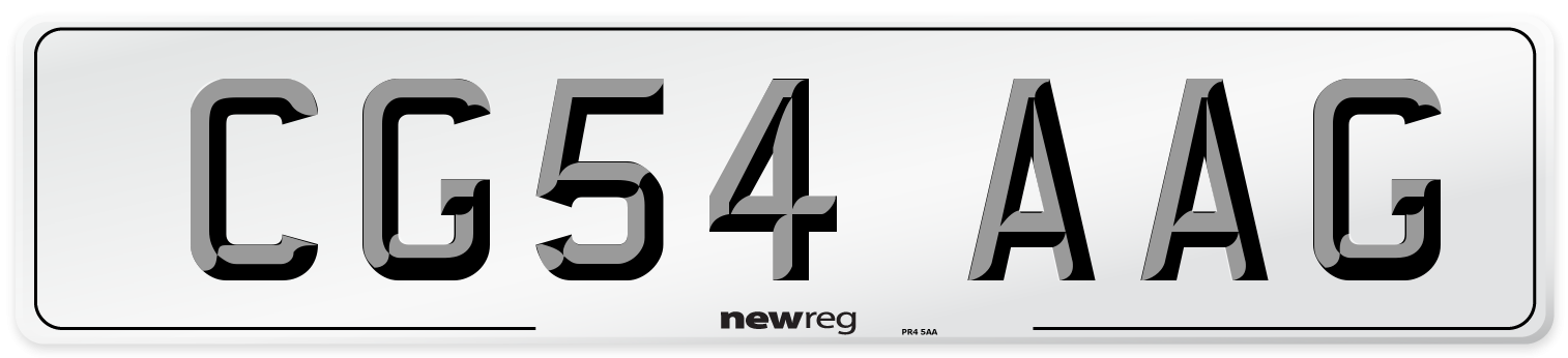 CG54 AAG Number Plate from New Reg